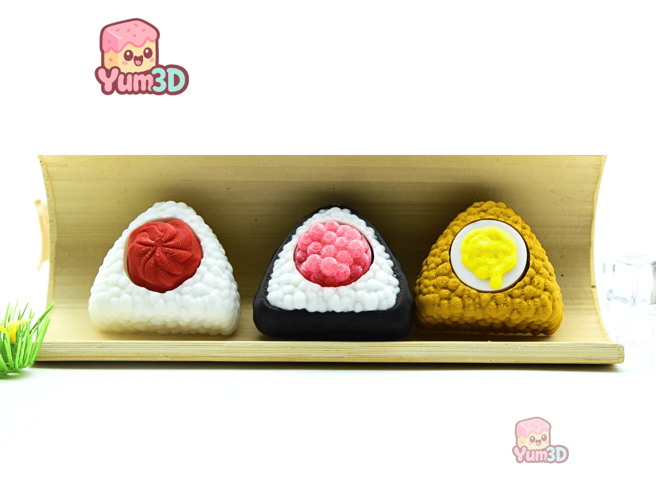 🗝️ Yum3D Clicky Onigiri Magnet-Insert Clicker Keychain - Cute